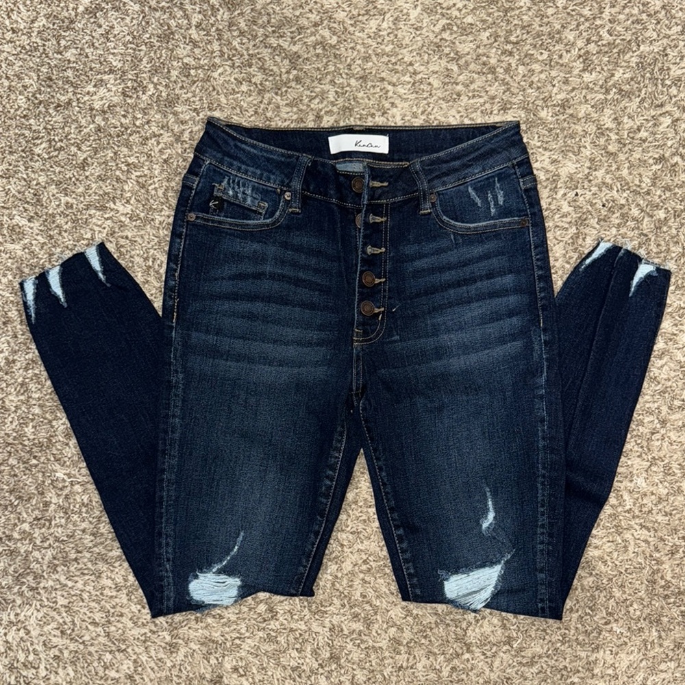 KanCan Blue Skinny Jeans with Distressed Details